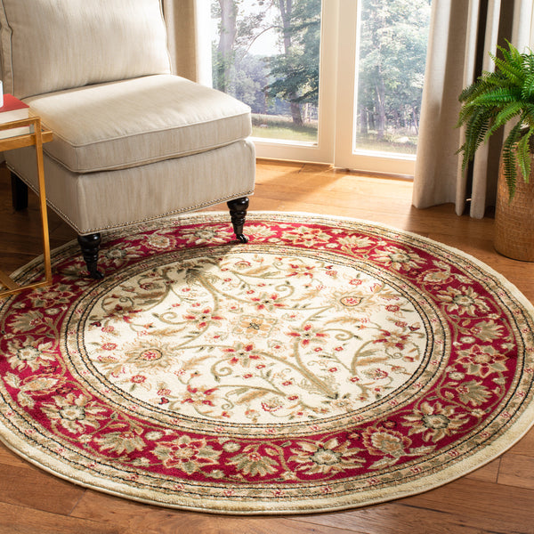 Safavieh Lyndhurst Exquisite Round Rug - Timeless Charm With Traditional Design For Elegant Home Décor Ivory ,Red Polypropylene Pile Lnh212k-6