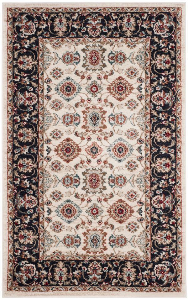 Safavieh Lyndhurst Timeless Traditional Area Rug - Elegant Floral Motifs For Home Décor Enhancement Cream ,Navy Polypropylene Pile Lnh332k-210