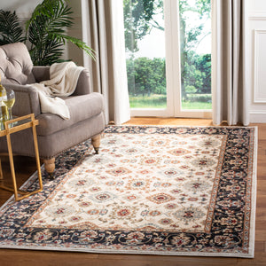 Safavieh Lyndhurst Timeless Traditional Area Rug - Elegant Floral Motifs For Home Décor Enhancement Cream ,Navy Polypropylene Pile Lnh332k-210