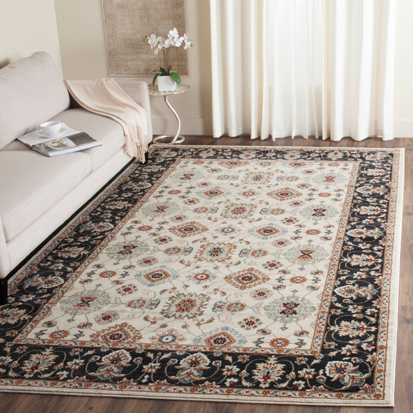 Safavieh Lyndhurst Timeless Traditional Area Rug - Elegant Floral Motifs For Home Décor Enhancement Cream ,Navy Polypropylene Pile Lnh332k-210