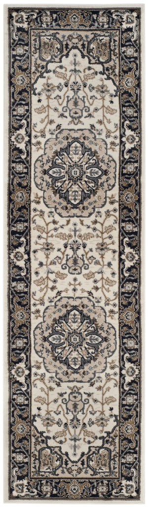 Safavieh Lyndhurst Turkish Cream And Navy Floral Accent Rug, Low-Profile Durable Power-Loomed Elegance 2'-3" x 4'-0" LNH334K-24