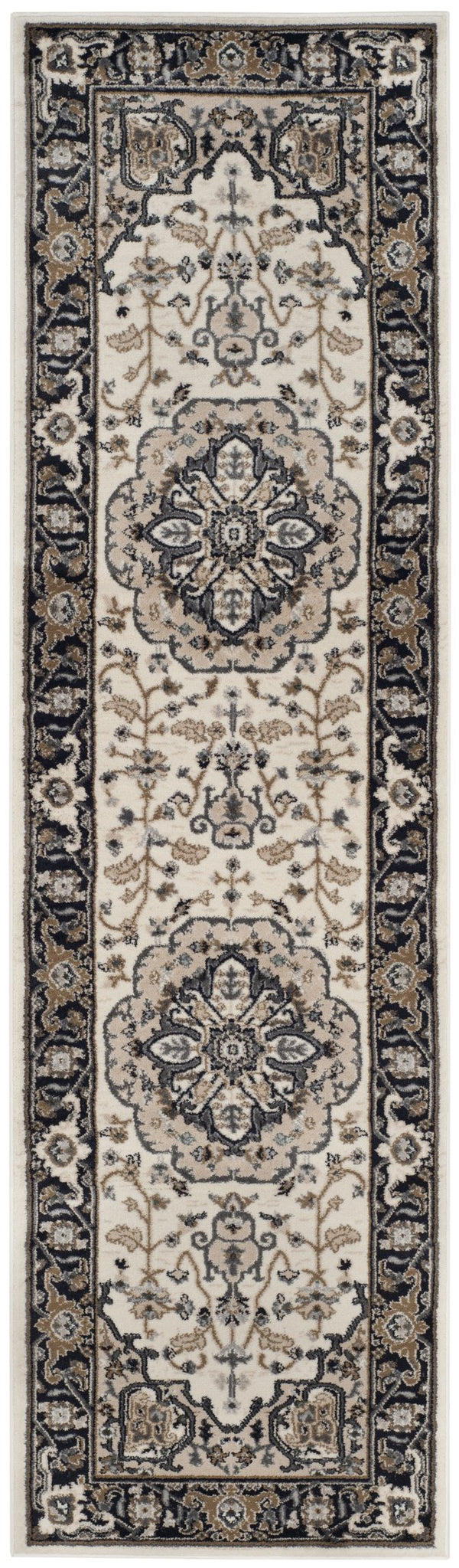 Safavieh Lyndhurst Turkish Cream And Navy Floral Accent Rug, Low-Profile Durable Power-Loomed Elegance 2'-3" x 4'-0" LNH334K-24