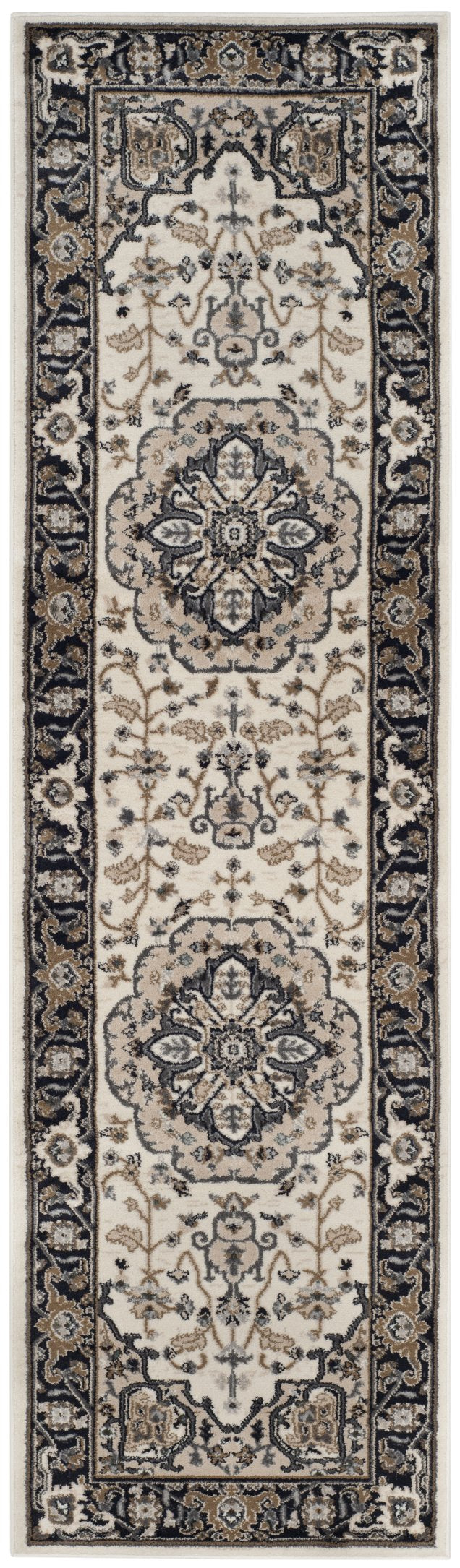 Safavieh Lyndhurst Elegant Cream & Navy Square Area Rug — Low Profile, Durable Power-Loomed Turkish Weave (96) 8'-0" x 8'-0" LNH334K-8SQ