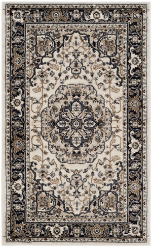 Safavieh Lyndhurst Turkish Cream And Navy Floral Accent Rug, Low-Profile Durable Power-Loomed Elegance 2'-3" x 4'-0" LNH334K-24
