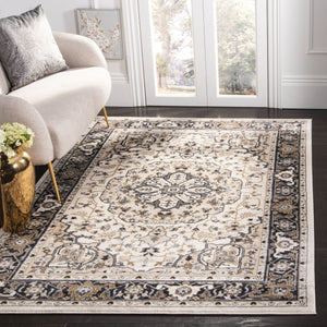 Safavieh Lyndhurst Turkish Cream And Navy Floral Accent Rug, Low-Profile Durable Power-Loomed Elegance 2'-3" x 4'-0" LNH334K-24