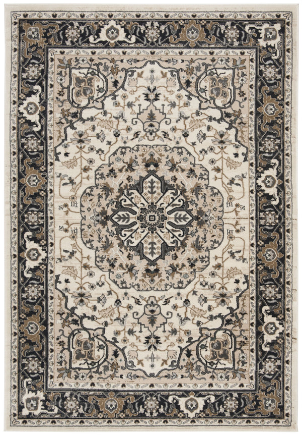 Safavieh Lyndhurst Turkish Cream And Navy Floral Accent Rug, Low-Profile Durable Power-Loomed Elegance 2'-3" x 4'-0" LNH334K-24