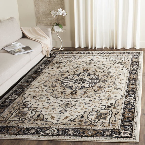 Safavieh Lyndhurst Turkish Cream And Navy Floral Accent Rug, Low-Profile Durable Power-Loomed Elegance 2'-3" x 4'-0" LNH334K-24