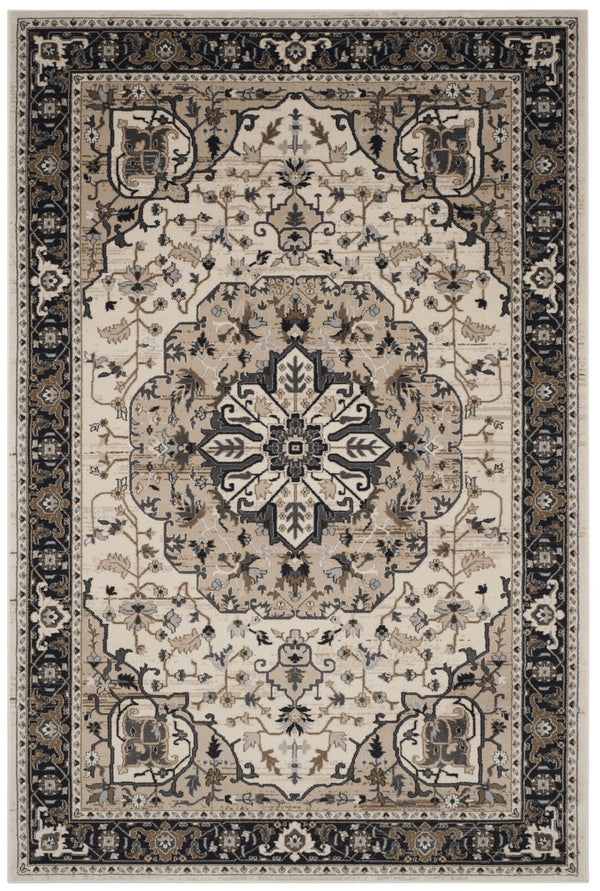Safavieh Lyndhurst Turkish Cream And Navy Floral Accent Rug, Low-Profile Durable Power-Loomed Elegance 2'-3" x 4'-0" LNH334K-24