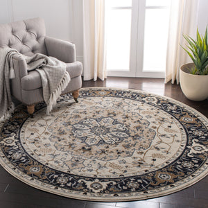 Safavieh Lyndhurst Turkish Cream And Navy Floral Accent Rug, Low-Profile Durable Power-Loomed Elegance 2'-3" x 4'-0" LNH334K-24