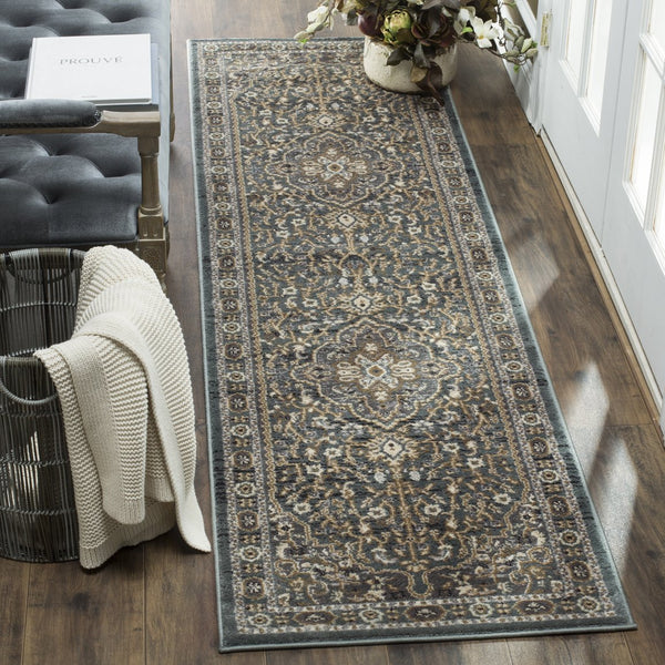Safavieh Lyndhurst Teal And Grey Traditional Area Rug — Power-Loomed Polypropylene, Low-Profile Comfort 6'-0" x 8'-0" LNH338A-68