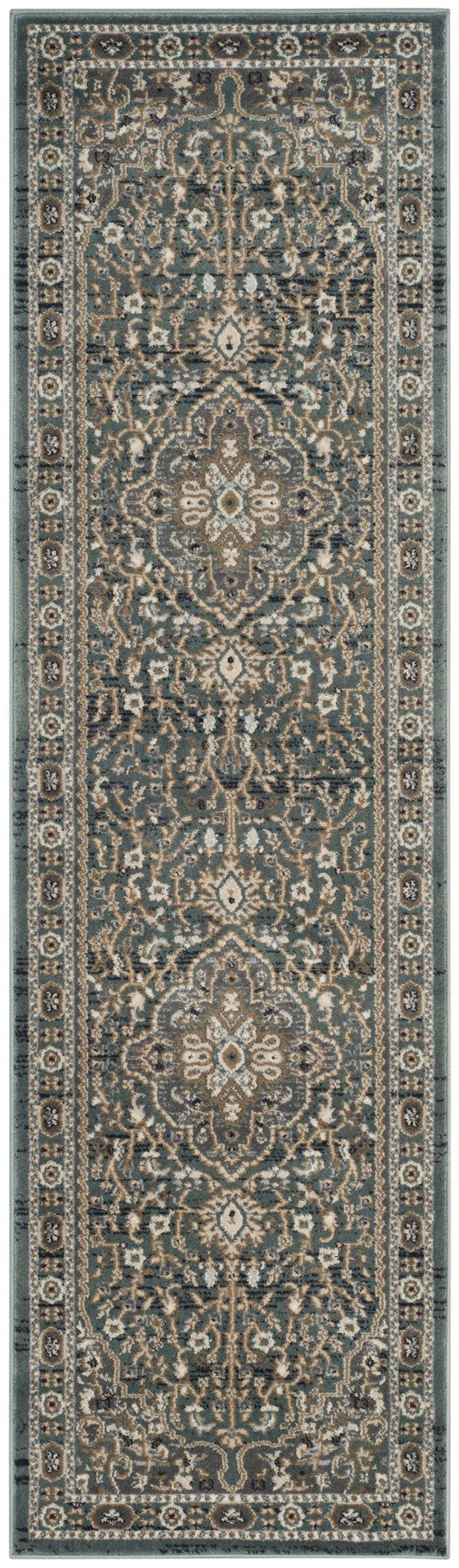 Safavieh Lyndhurst Teal And Grey Traditional Area Rug — Power-Loomed Polypropylene, Low-Profile Comfort 6'-0" x 8'-0" LNH338A-68