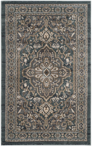 Safavieh Lyndhurst Teal And Grey Traditional Area Rug — Power-Loomed Polypropylene, Low-Profile Comfort 6'-0" x 8'-0" LNH338A-68