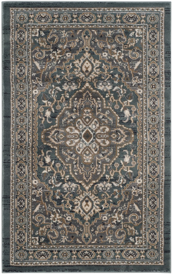 Safavieh Lyndhurst Teal And Grey Runner Rug — Power-Loomed Turkey, Low-Profile 3/8" Pile, Durable Polypropylene 2'-3" x 22'-0" LNH338A-222