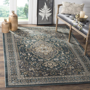 Safavieh Lyndhurst Teal And Grey Traditional Area Rug — Power-Loomed Polypropylene, Low-Profile Comfort 6'-0" x 8'-0" LNH338A-68