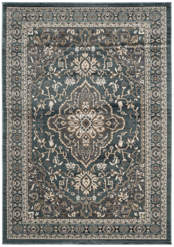 Safavieh Lyndhurst Teal And Grey Traditional Area Rug — Power-Loomed Polypropylene, Low-Profile Comfort 6'-0" x 8'-0" LNH338A-68