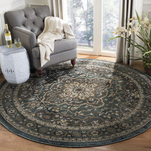 Safavieh Lyndhurst Power-Loomed Teal & Grey Square Rug — Durable Polypropylene, Low-Maintenance Elegance 8'-0" x 8'-0" LNH338A-8SQ