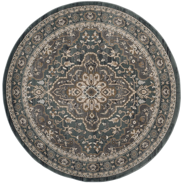 Safavieh Lyndhurst Teal And Grey Traditional Area Rug — Power-Loomed Polypropylene, Low-Profile Comfort 6'-0" x 8'-0" LNH338A-68