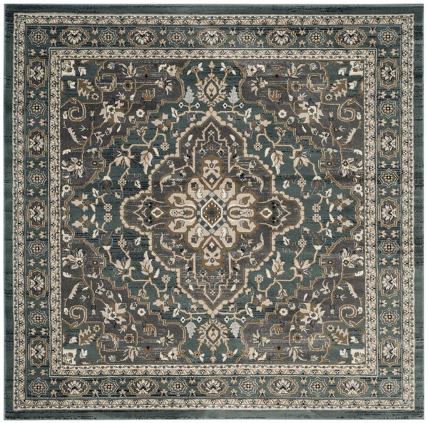 Safavieh Lyndhurst Power-Loomed Teal & Grey Square Rug — Durable Polypropylene, Low-Maintenance Elegance 8'-0" x 8'-0" LNH338A-8SQ