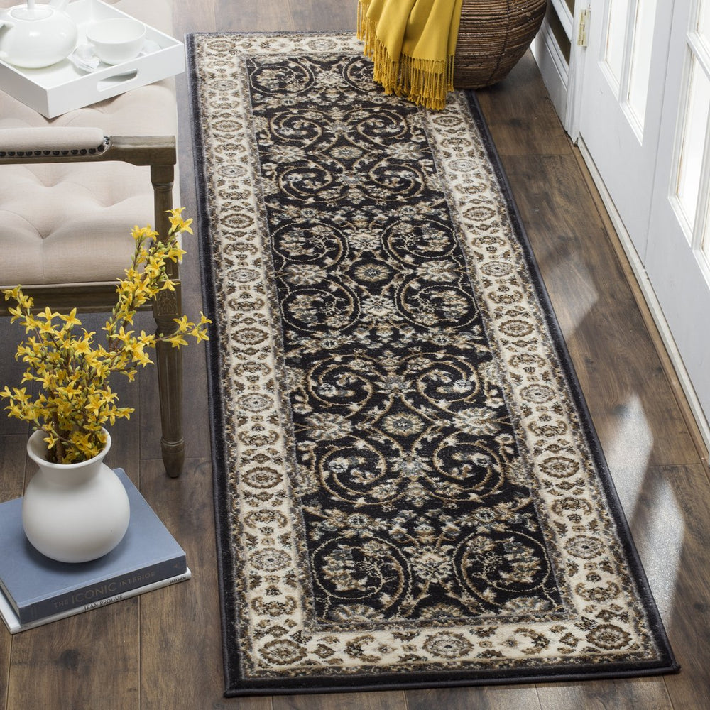 Safavieh Lyndhurst Low‑Profile Anthracite & Cream Rug — Durable Power‑Loomed Polypropylene, Stain‑Resistant 2'-0" x 3'-0" LNH340D-2