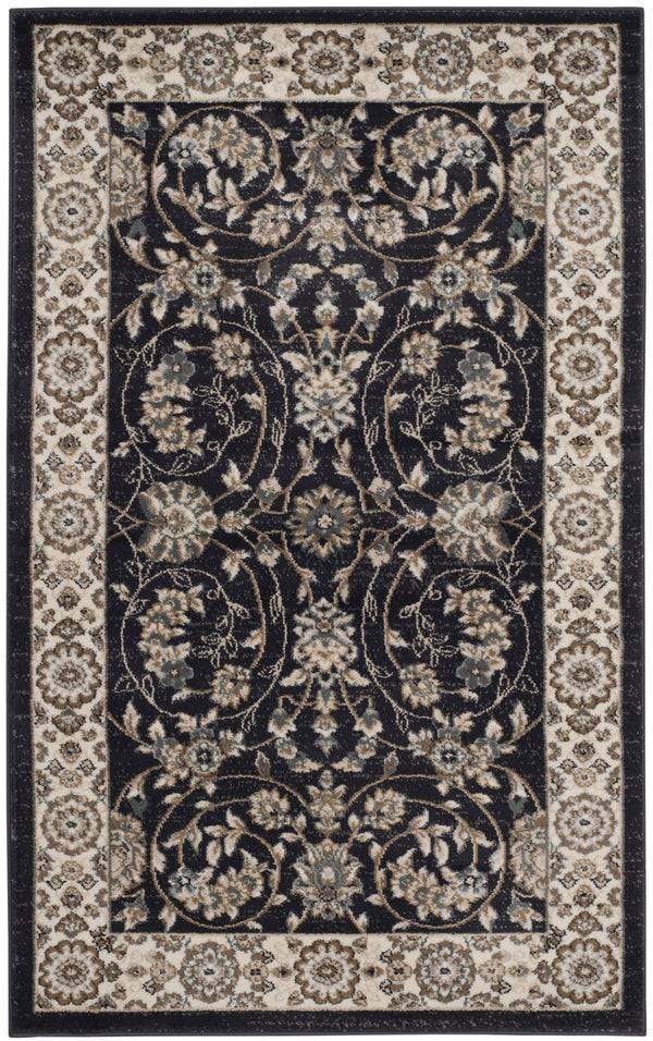 Safavieh Lyndhurst Anthracite & Cream Area Rug, Power-Loomed Turkish Polypropylene, Low-Profile Durable Elegance 6'-0" x 8'-0" LNH340D-68