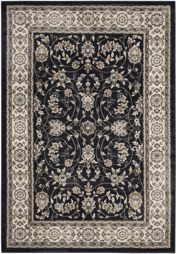 Safavieh Lyndhurst Anthracite Cream Square Rug — Low‑Profile Turkish Power‑Loomed Durability, Stain‑Resistant Comfort 5'-3" x 5'-3" LNH340D-5SQ