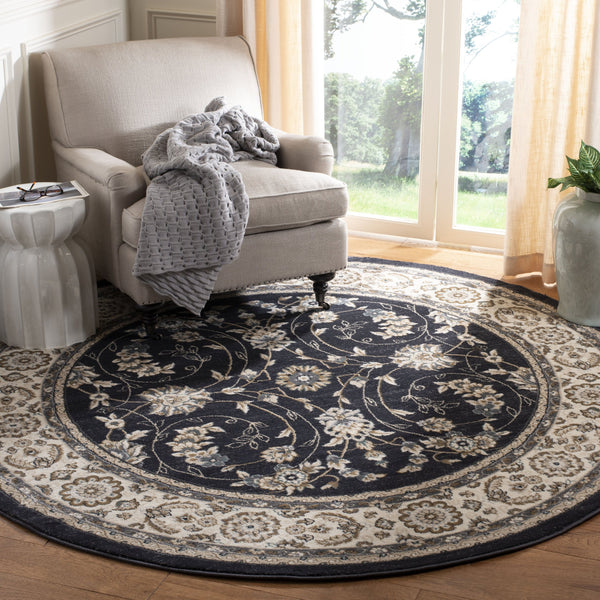 Safavieh Lyndhurst Anthracite Cream Traditional Floral Area Rug — Power-Loomed Turkey, Low-Profile Durable 34 10'-0" x 14'-0" LNH340D-10