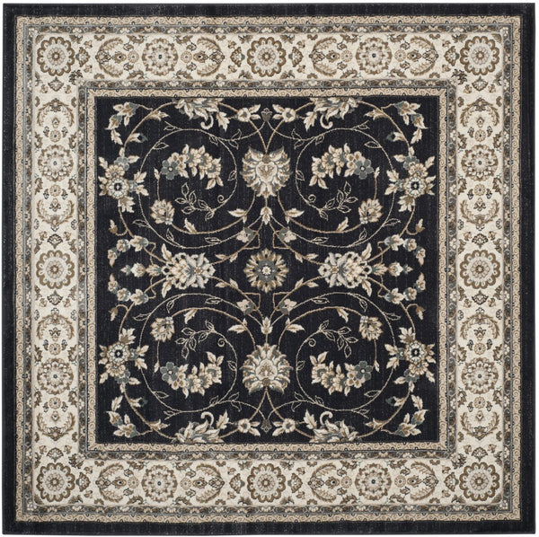 Safavieh Lyndhurst Anthracite Cream Square Rug — Low‑Profile Turkish Power‑Loomed Durability, Stain‑Resistant Comfort 5'-3" x 5'-3" LNH340D-5SQ