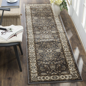 Safavieh Lyndhurst Plush Power-Loomed Area Rug In Grey & Cream Floral — Stain-Resistant, Low-Profile Luxury 11'-0" x 15'-0" LNH340G-1115