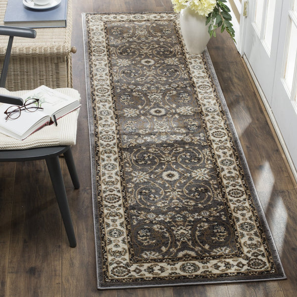 Safavieh Lyndhurst Plush Power-Loomed Area Rug In Grey & Cream Floral — Stain-Resistant, Low-Profile Luxury 11'-0" x 15'-0" LNH340G-1115