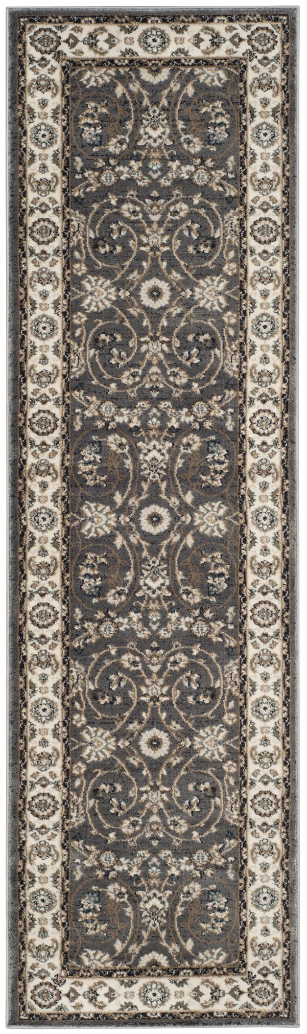 Safavieh Lyndhurst Timeless Grey & Cream Area Rug — Low Pile, Power-Loomed Turkey Floral Motif, Durable Elegance 6'-0" x 8'-0" LNH340G-68