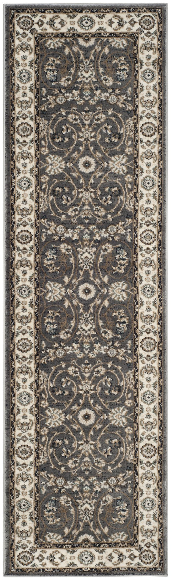 Safavieh Lyndhurst Plush Power-Loomed Area Rug In Grey & Cream Floral — Stain-Resistant, Low-Profile Luxury 11'-0" x 15'-0" LNH340G-1115