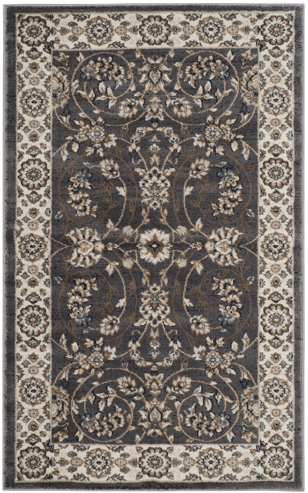 Safavieh Lyndhurst Plush Power-Loomed Area Rug In Grey & Cream Floral — Stain-Resistant, Low-Profile Luxury 11'-0" x 15'-0" LNH340G-1115