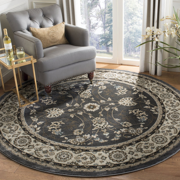 Safavieh Lyndhurst Plush Power-Loomed Area Rug In Grey & Cream Floral — Stain-Resistant, Low-Profile Luxury 11'-0" x 15'-0" LNH340G-1115