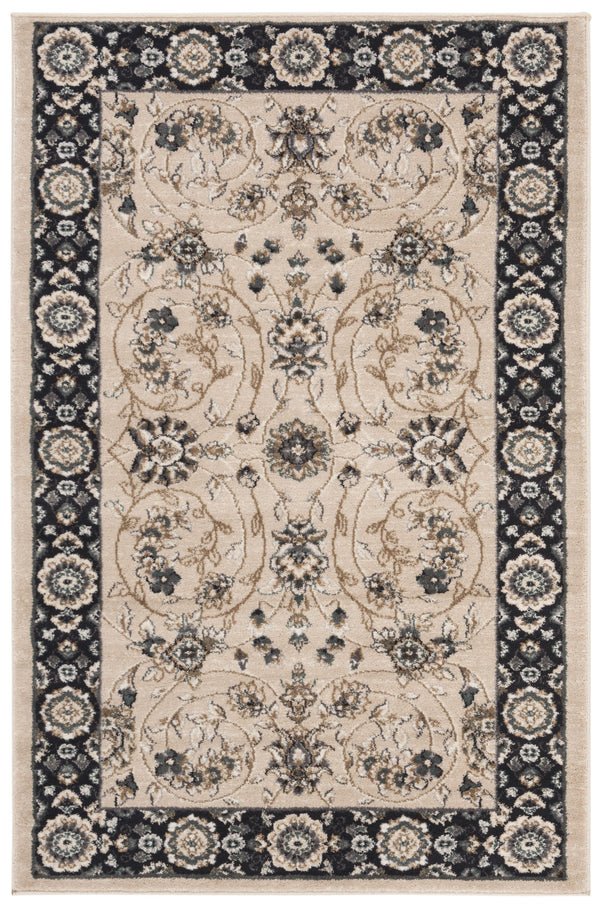 Safavieh Lyndhurst Timeless Light Beige & Anthracite Runner Rug — Power-Loomed Turkish Floral, Durable, Low-Profile 2'-3" x 10'-0" LNH340K-210