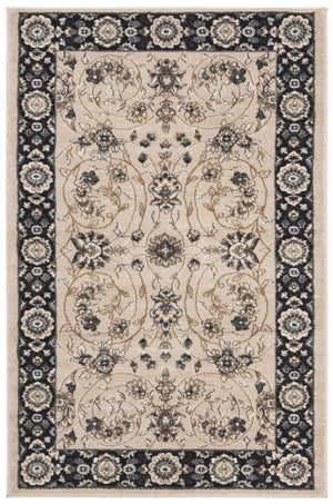 Safavieh Lyndhurst Light Beige & Anthracite Square Rug — Low-Profile Power-Loomed Floral Design, Durable 93% Polypropylene 3'-3" x 3'-3" LNH340K-3SQ