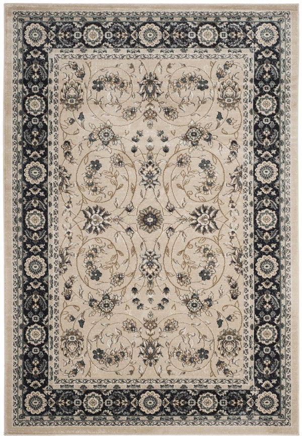 Safavieh Lyndhurst Elegant Light Beige And Anthracite Area Rug — Power-Loomed Turkish Traditional Floral 2'-3" x 4'-0" LNH340K-24
