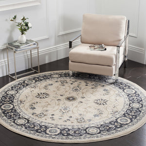 Safavieh Lyndhurst Light Beige & Anthracite Square Rug — Low-Profile Power-Loomed Floral Design, Durable 93% Polypropylene 3'-3" x 3'-3" LNH340K-3SQ