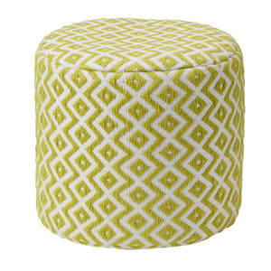 Jaipur Living Vibe by Jaipur Living Osbourne Chevron Woven Pouf Indoor Outdoor Accent Seating Chartreuse ACF100011