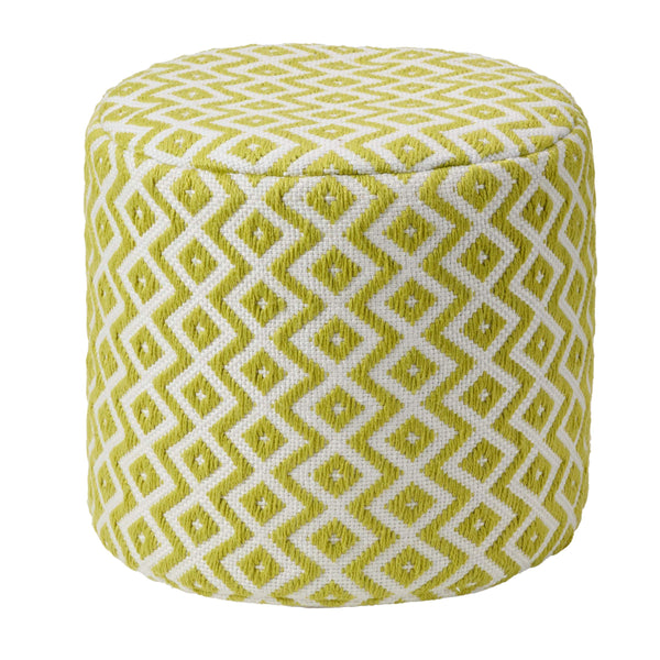 Jaipur Living Vibe by Jaipur Living Osbourne Chevron Woven Pouf Indoor Outdoor Accent Seating Chartreuse ACF100011