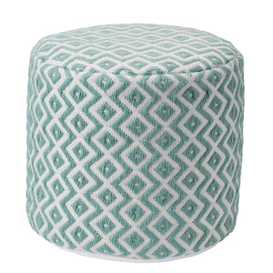 Jaipur Living Vibe by Jaipur Living Osbourne Chevron Woven Pouf Indoor Outdoor Accent Seating Teal ACF100012