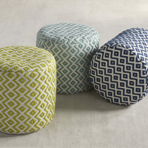 Jaipur Living Vibe by Jaipur Living Osbourne Chevron Woven Pouf Indoor Outdoor Accent Seating Teal ACF100012
