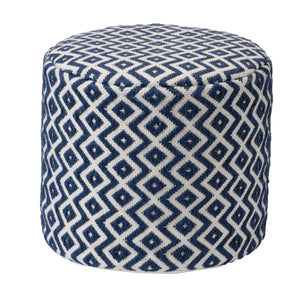 Jaipur Living Vibe by Jaipur Living Osbourne Chevron Woven Pouf Indoor Outdoor Accent Seating Navy ACF100013