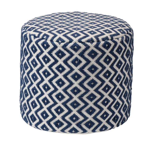 Jaipur Living Vibe by Jaipur Living Osbourne Chevron Woven Pouf Indoor Outdoor Accent Seating Navy ACF100013