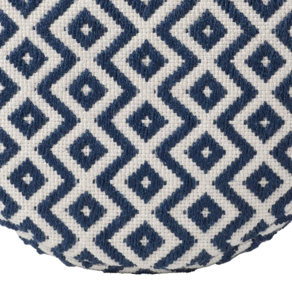 Jaipur Living Vibe by Jaipur Living Osbourne Chevron Woven Pouf Indoor Outdoor Accent Seating Navy ACF100013