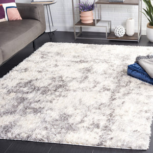 Safavieh Lindsay Shag 550 Power Loomed Shag & Flokati Rug Ivory / Grey 9' x 12'