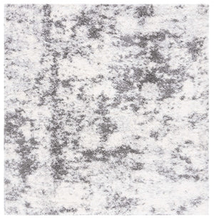 Safavieh Lindsay Shag 550 Power Loomed Shag & Flokati Rug Ivory / Grey 6'-7" x 6'-7" Square