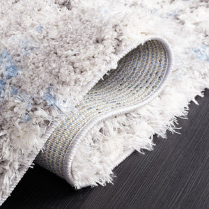 Safavieh Lindsay Shag 556 Power Loomed Shag & Flokati Rug Grey / Blue Ivory 9' x 12'