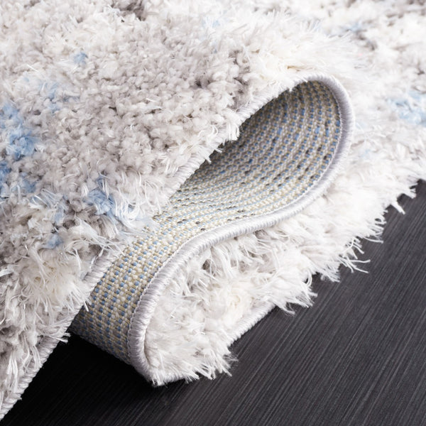 Safavieh Lindsay Shag 556 Power Loomed Shag & Flokati Rug Grey / Blue Ivory 5'-3" x 7'-6"