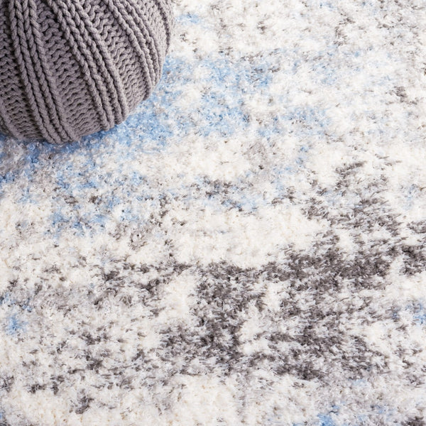 Safavieh Lindsay Shag 556 Power Loomed Shag & Flokati Rug Grey / Blue Ivory 5'-3" x 7'-6"