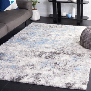 Safavieh Lindsay Shag 556 Power Loomed Shag & Flokati Rug Grey / Blue Ivory 9' x 12'